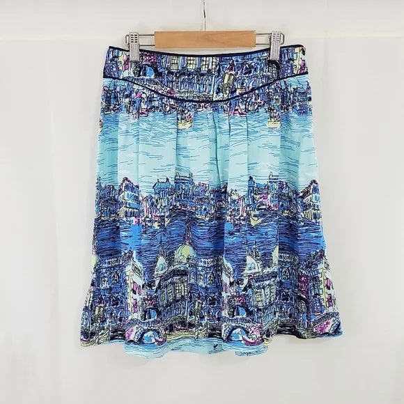 Anthropologie Colloquial a-line skirt Dear Gondolier Venice city print size 6 - Picture 3 of 8